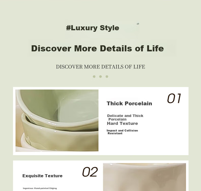 KANGMO New Home Cream Style Ceramic Dinnerware Set, Moving Gift, 26-Piece Yellow And Green Tableware Set 18