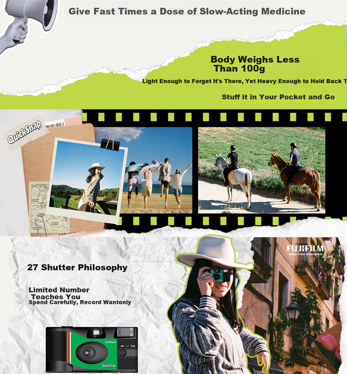 FUJIFILM QuickSnap Disposable Film Camera, Retro Film Camera (Including 27 Rolls of Film), Film Camera 3