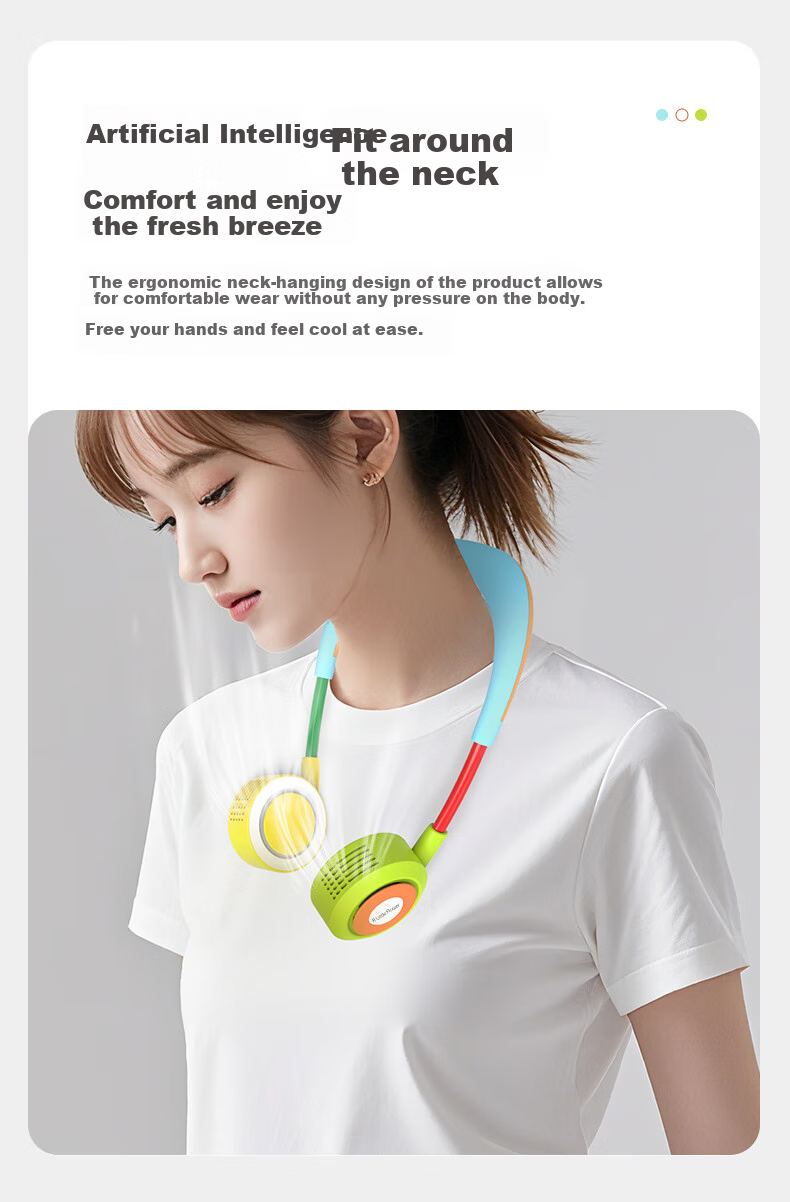ALittleFlower Neck Fan for Children, Cooling Neck Fan 2026 New Model with Ultra-Long Battery Life, Quiet Operation, Ultra-Lightweight, Temperature Reduction, Foldable Mini Neck-Hanging Small Fan, Ideal Choice for Students during Summer Vacatio 7