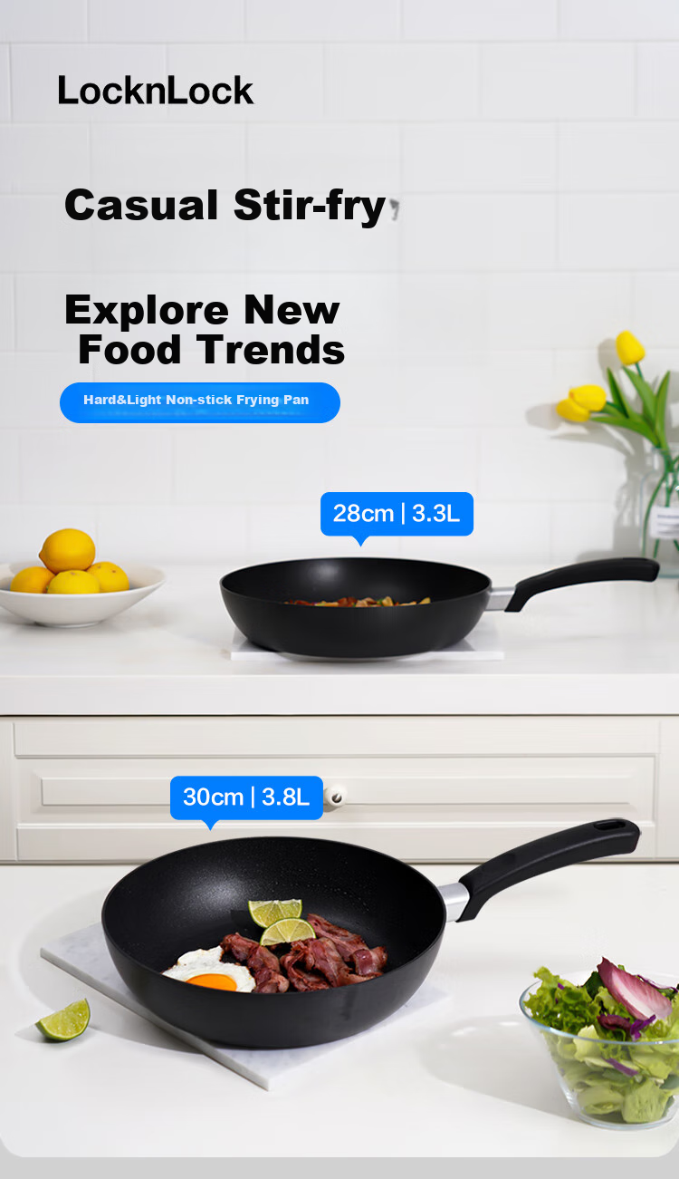 LOCK&LOCK Non-Stick Frying Pan, Deep Skillet, Stir-Fry Pan, Low-Smoke Cooking Pan for Eggs And Steak, Heat-Resistant Handle, Suitable for Gas Stove, 28cm 1