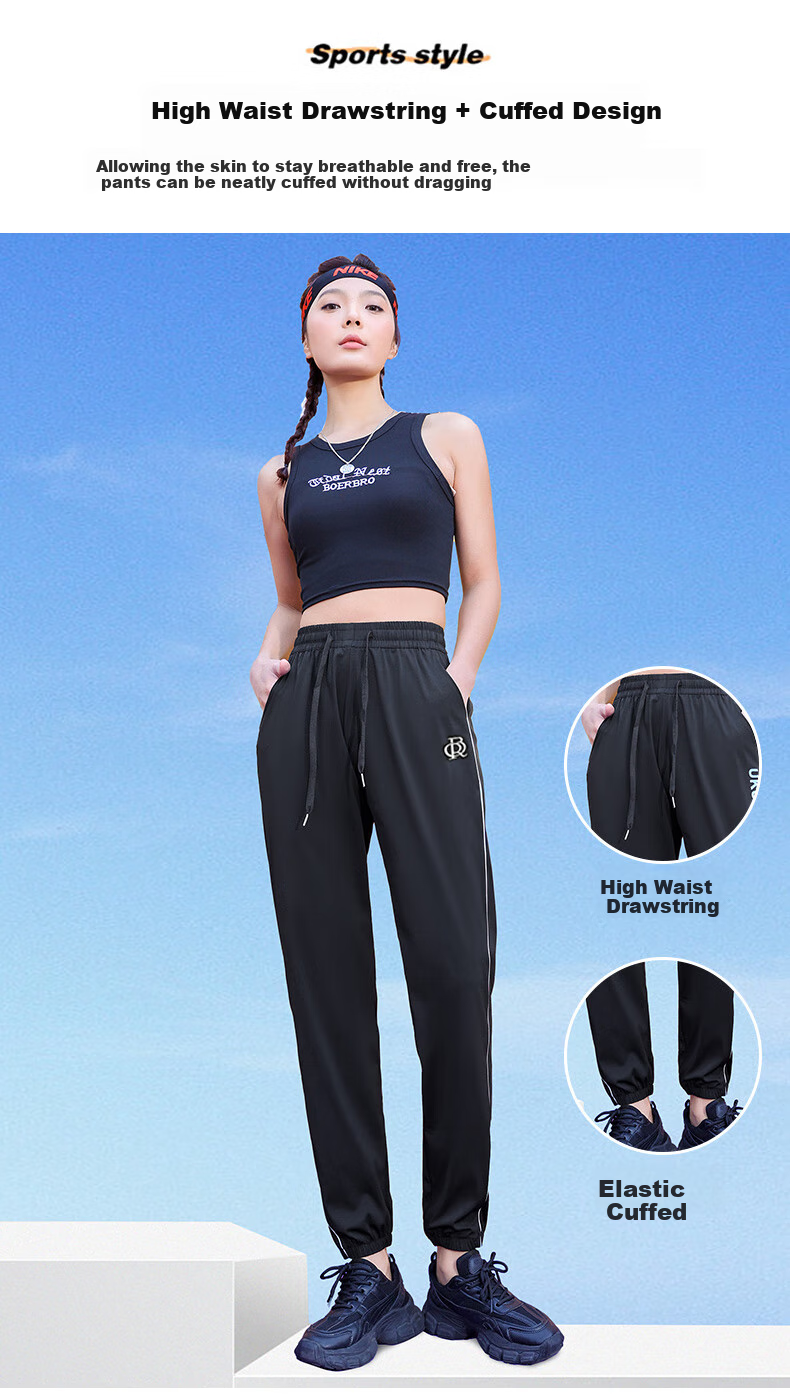 LangSha Ice Silk Quick-Dry Pants for Men And Women, Summer Breathable Cool-Feeling Sun Protection Trousers, Sports Running Fitness Reflective Striped Casual Pants 1