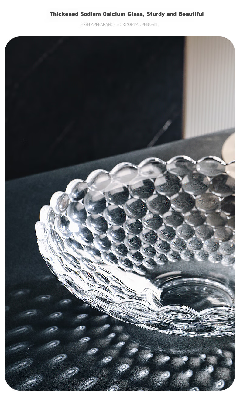 CRISTALGLASS Glass Fruit Plate, Home Living Room Coffee Table, European Light Luxury Style, Internet-Popular High-End Snack Display Tray, Large Capacity 8