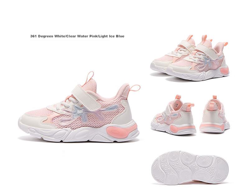 361° Children's Shoes, Kids' Sports Shoes, Summer Girls' Breathable Mesh Soft Elastic Casual Shoes, Purple, Size 27.5 9