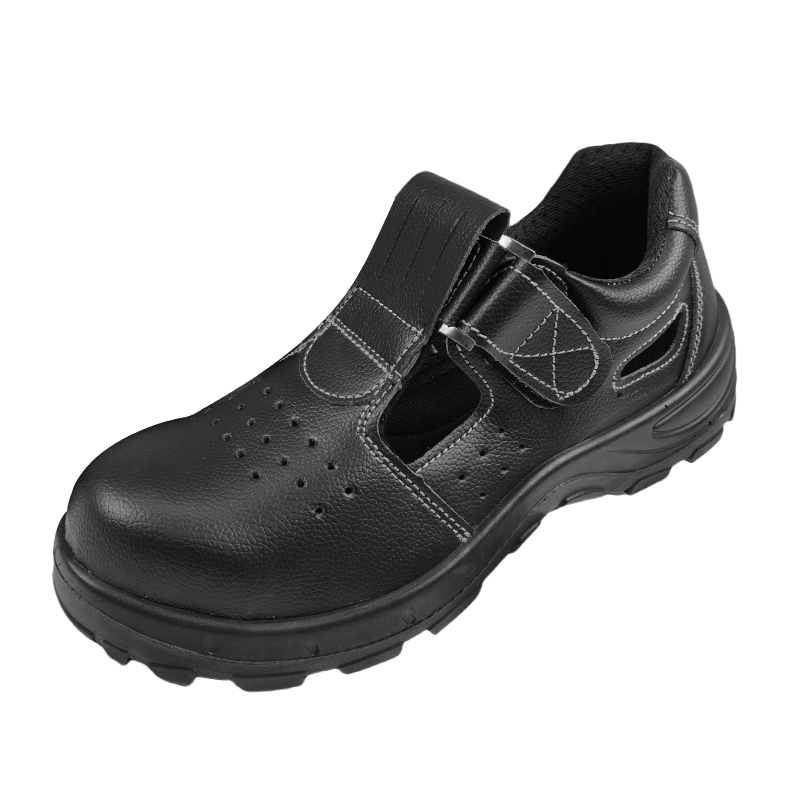 SHENGLI Cleanroom PU Shoes Black Safety Shoes Anti-Smash Breathable Sandals Anti-Static Slip-Resistant Steel Toe Work Shoes Black Sole F368 Size 41