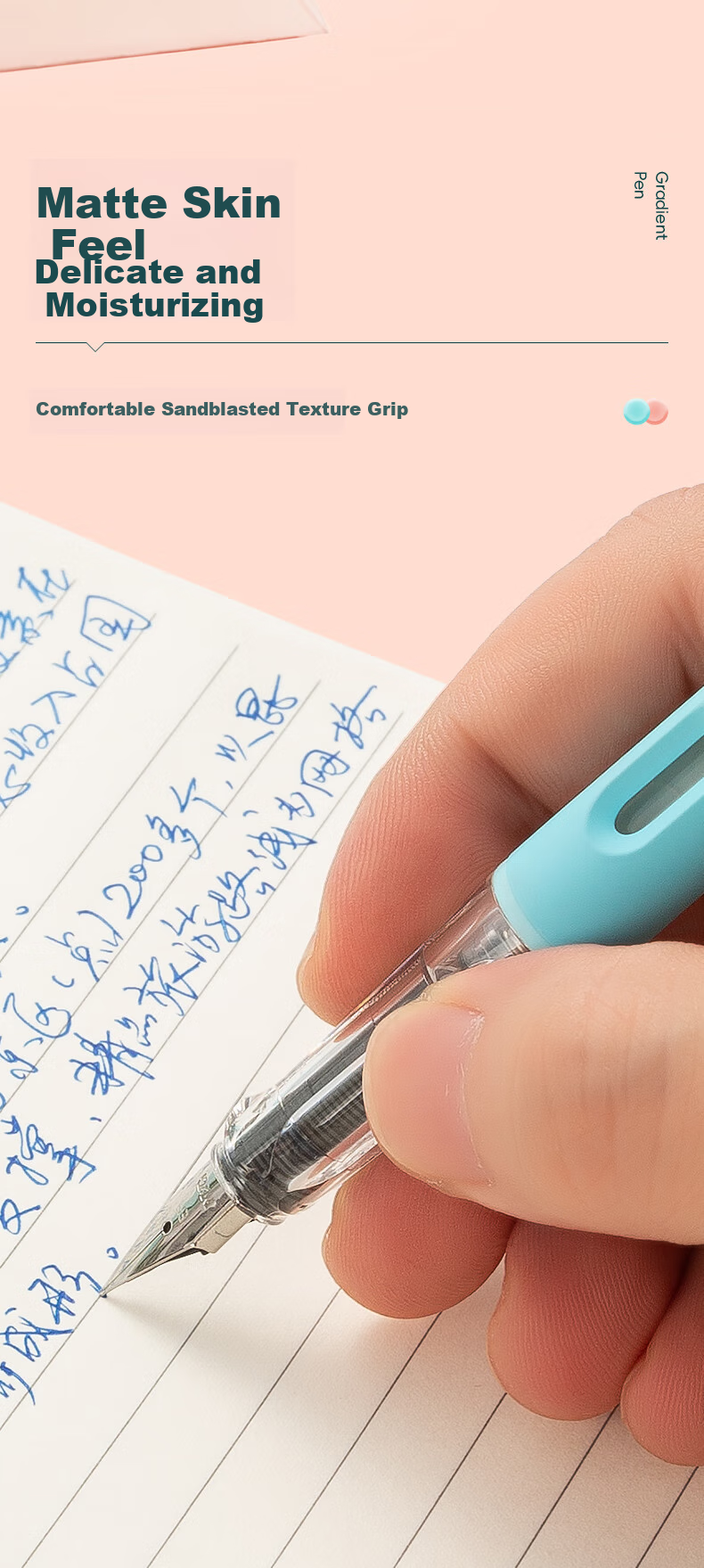 M&G Stationery EF Pointed Student Posture-Correcting Writing Pen Set with Skin-Friendly Replaceable Ink Cartridges (Pen *1 + 3.4mm Diameter Ink Cartridges *4), Gradient Pink Barrel HAFP2430 Preschool to Elementary Transitio 2
