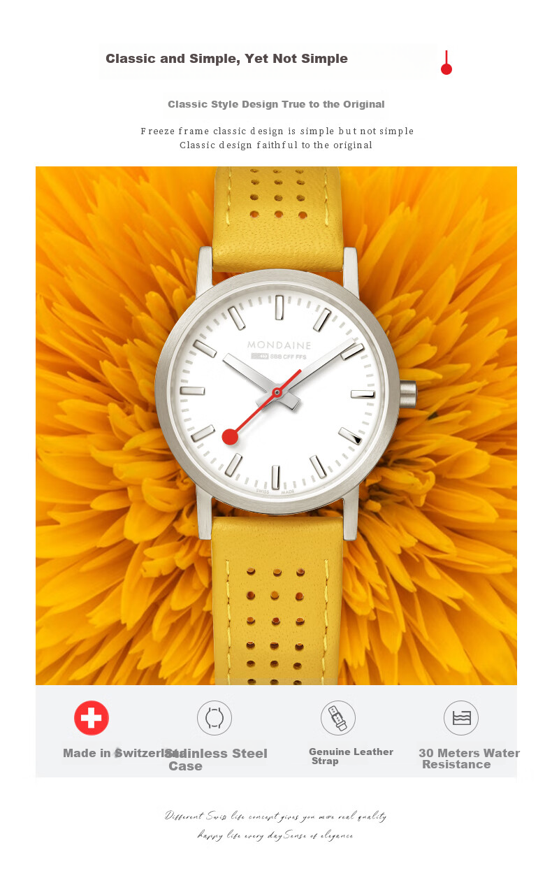 Mondaine Swiss Imported Genuine Quartz Couple Watch, Qixi Valentine's Day Gift, A660.30360.16SBE 2