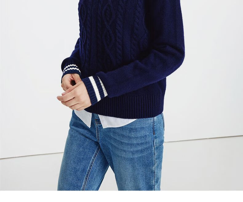 Navikail Italian Small Sailboat Women's Full Wool Commuter Sweater Half-Open Collar Knitwear 2334044501 White L 18