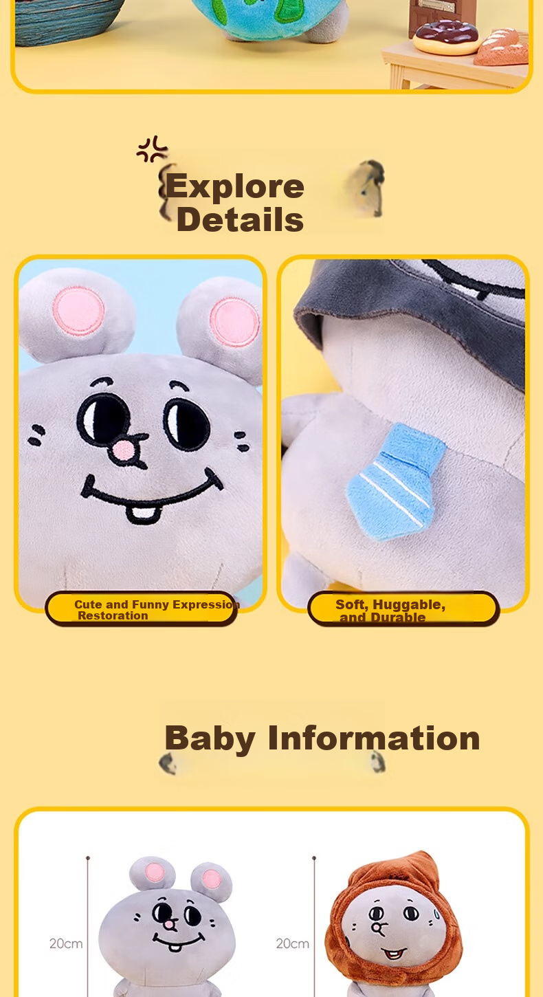 Youyou Official American Girl And Hamster Plush Doll Accessories, Cute Doll Toys, Gifts for Boys And Girls, Sleeping Hugging Dolls 7