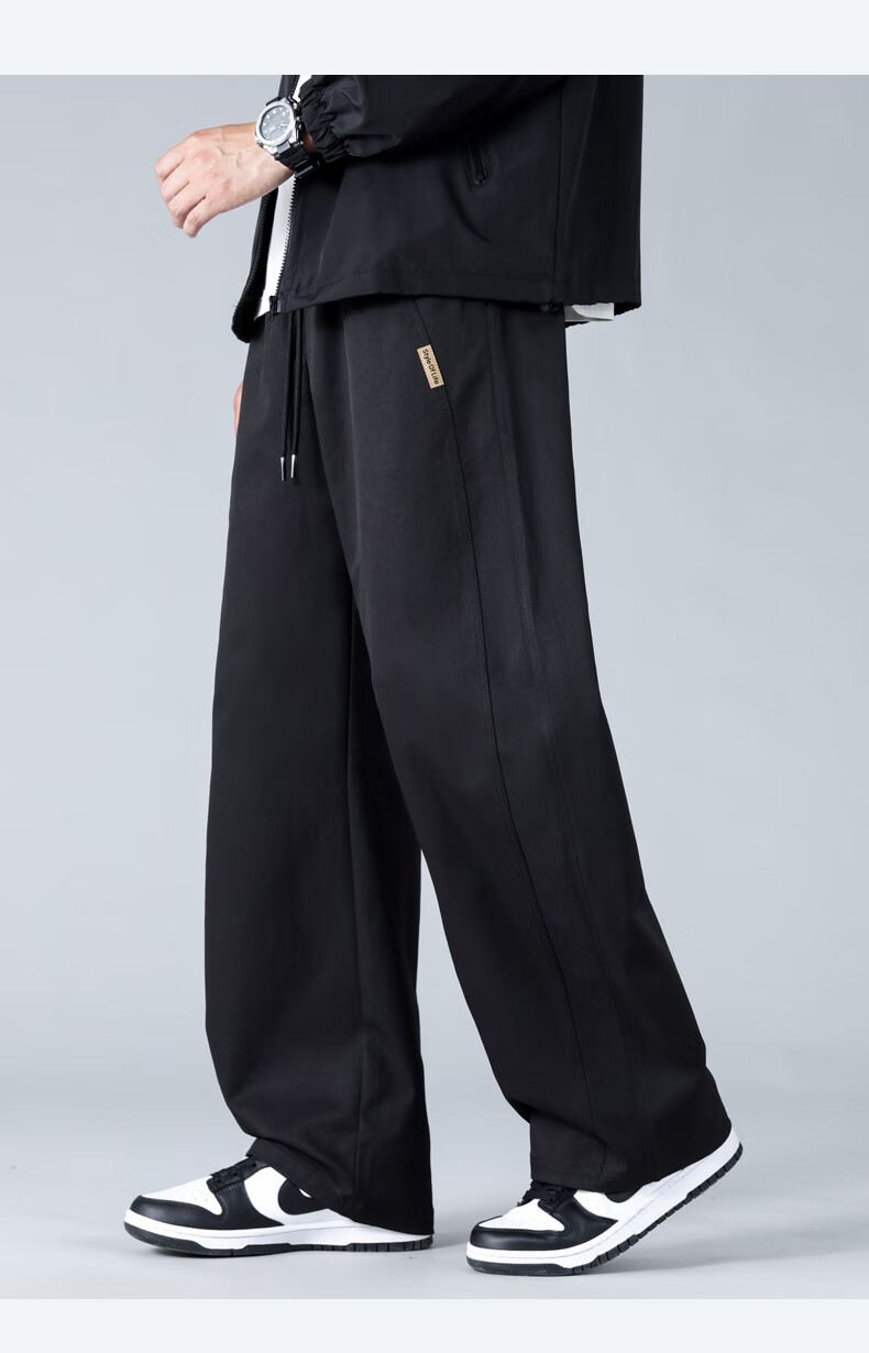 MMOPTOP Striped Lightweight Straight-Leg Pants for Men, Spring And Summer Trendy Loose-Fit Athletic Wide-Leg Casual Trousers K23117 Apricot Color M 13