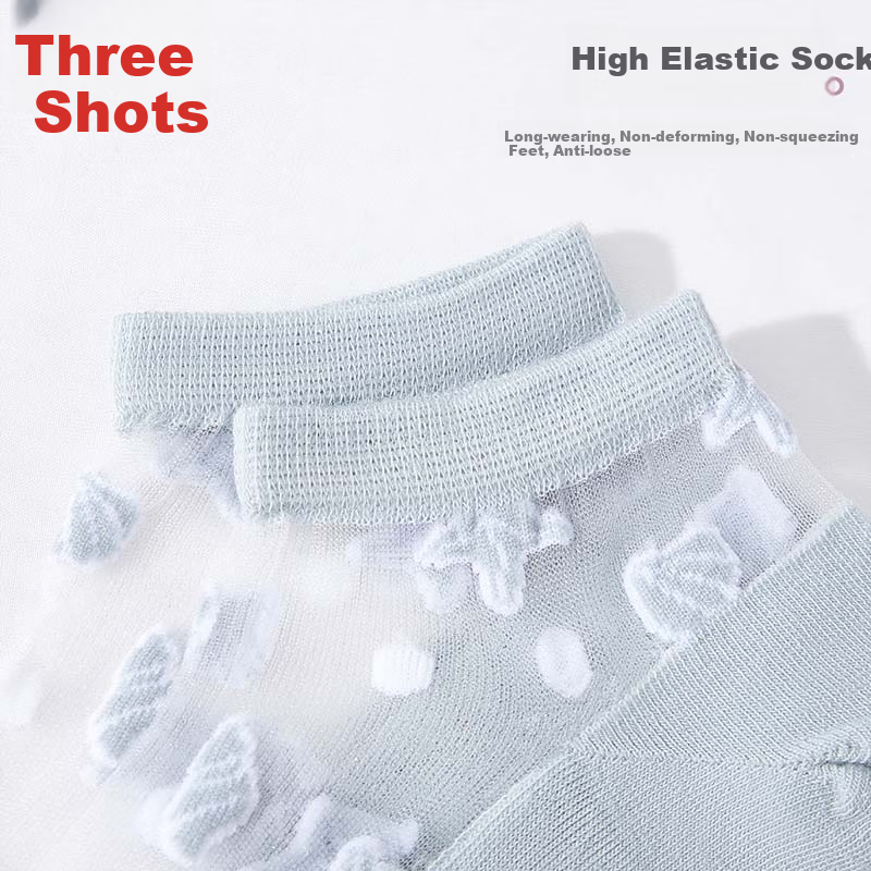 Женские носки THREEGUN, серия "Стекловолокно", короткие, с хлопковой подошвой, антибактериальные, предотвращающие запах, тонкие, дышащие, из ледяного шелка