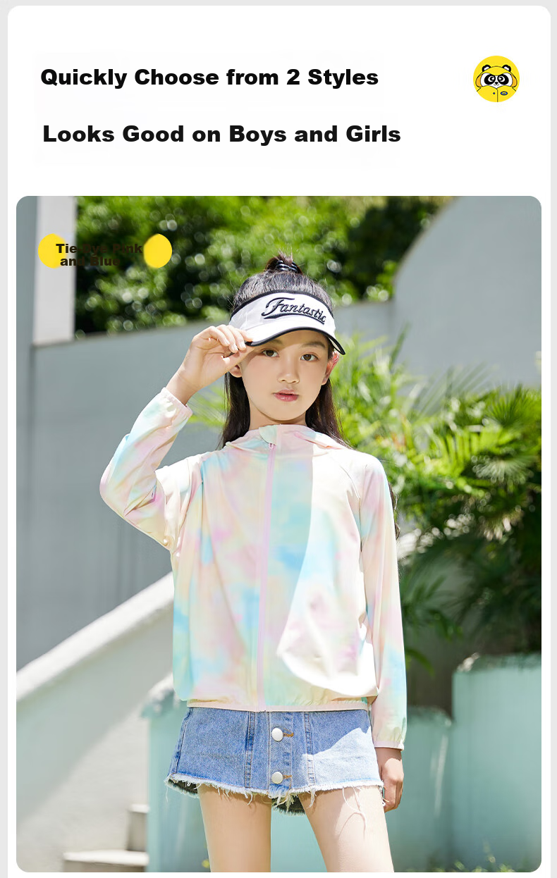 Moremerry Children's Sun Protection Clothing, Cool And Breathable, UV-Resistant, for Boys And Girls, Summer Ice Silk Sun Protection Garment, Colorful Pink, 4XL 20