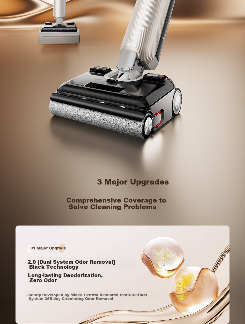 Midea S60Ultra Odorless Floor Scrubber [AI All-Direction Assistance, Smart Liquid Dispensing, Light Dust Detection] Integrated Automatic Cleaning for Mopping And Vacuuming, Top-Of Machine 2