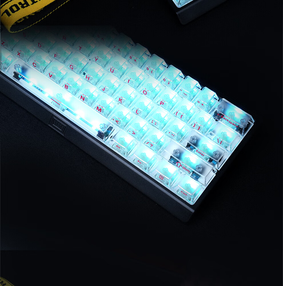 Zhenhuo Gaming Foggy Transparent Keycaps Transparent Wooting Little Bee Made68/75 Mechanical Magnetic Axis Keyboard Custom Side-Engraved 94 Keys - Purple 15