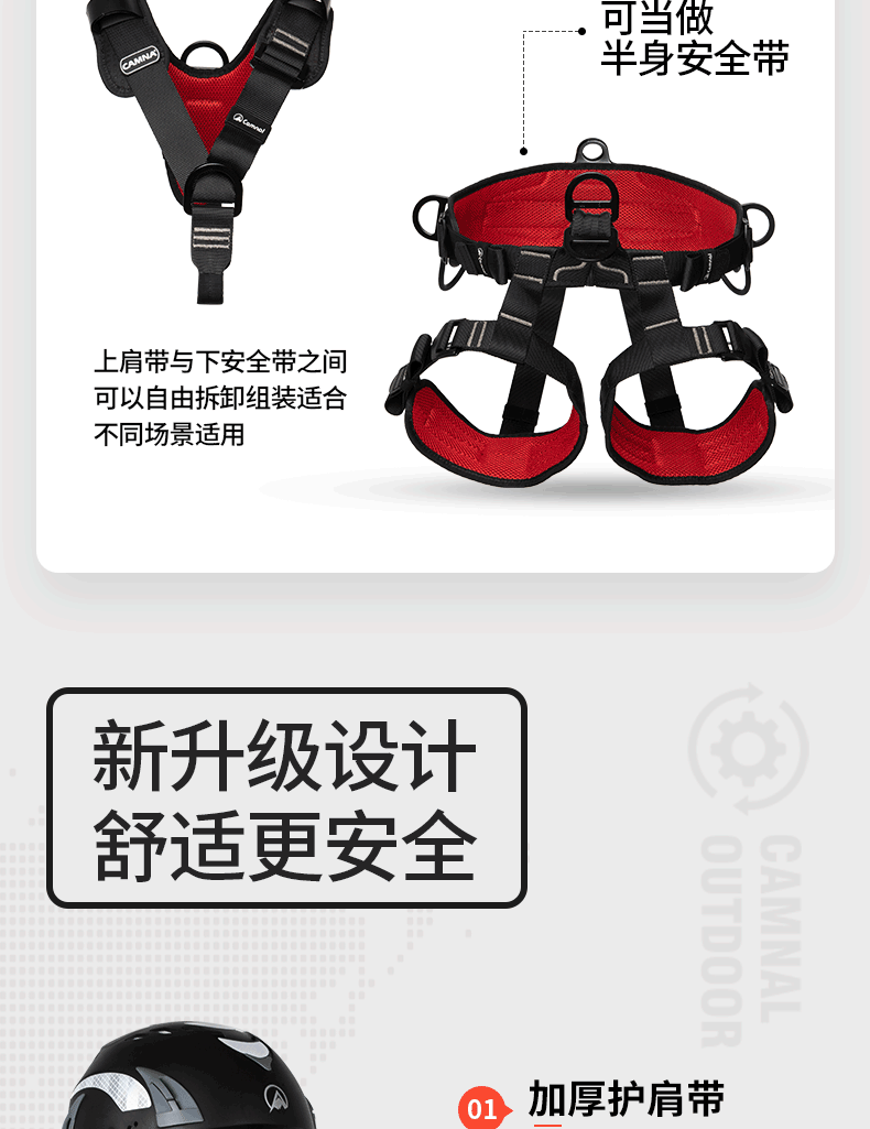 Kanle Five-Point Safety Harness for Outdoor High-Altitude Work, Air Conditioning Installation Full Body Safety Belt Fall Protection Cushion Pack, Safety Harness + 1.8m Single Small Hook + Cushion Pack 2