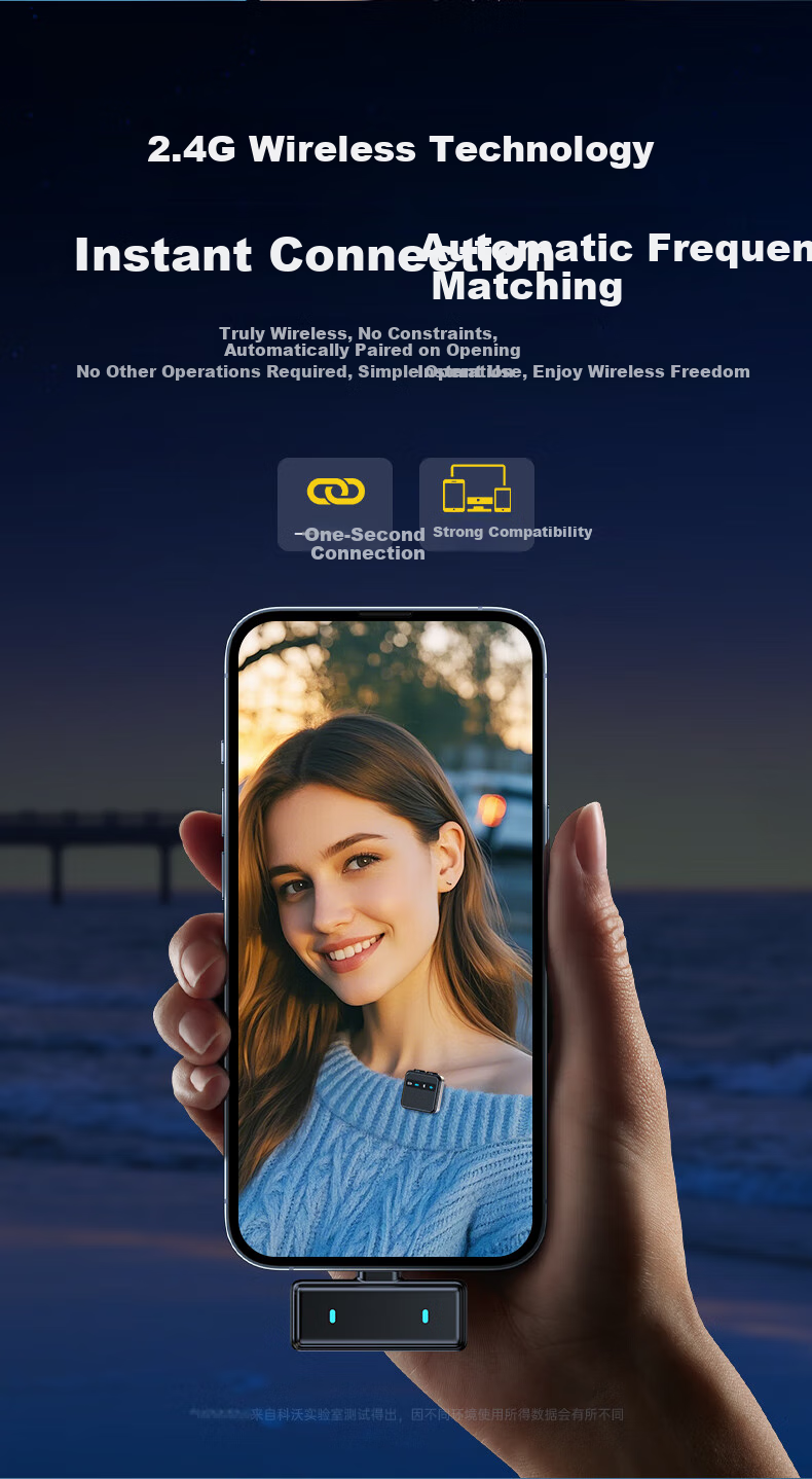 KOVOL [Completely Upgraded] Wireless Lavalier Microphone for Live Streaming, Short Video Recording, Outdoor Noise Reduction, Karaoke, And Audio Recording, Professional Microphone with One Transmitter And One Receiver, Compatible with Apple And Android Devices 9
