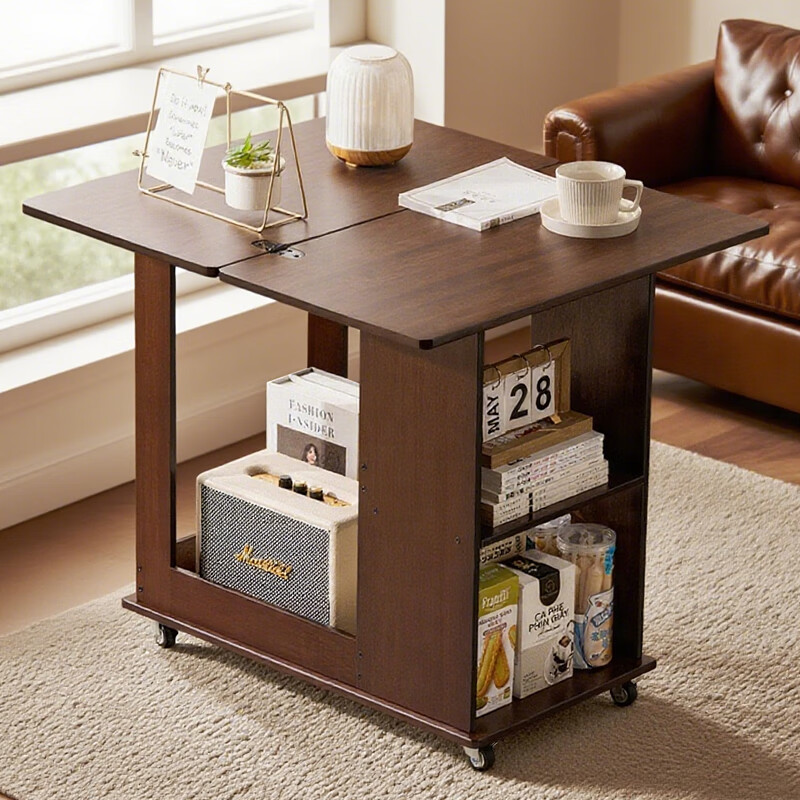 Laozhujiang Movable Side Table, Living Room Coffee Table, Sofa End Table, Multifunctional Antique Folding Tea Table, Storage Rack, Corner Cabinet