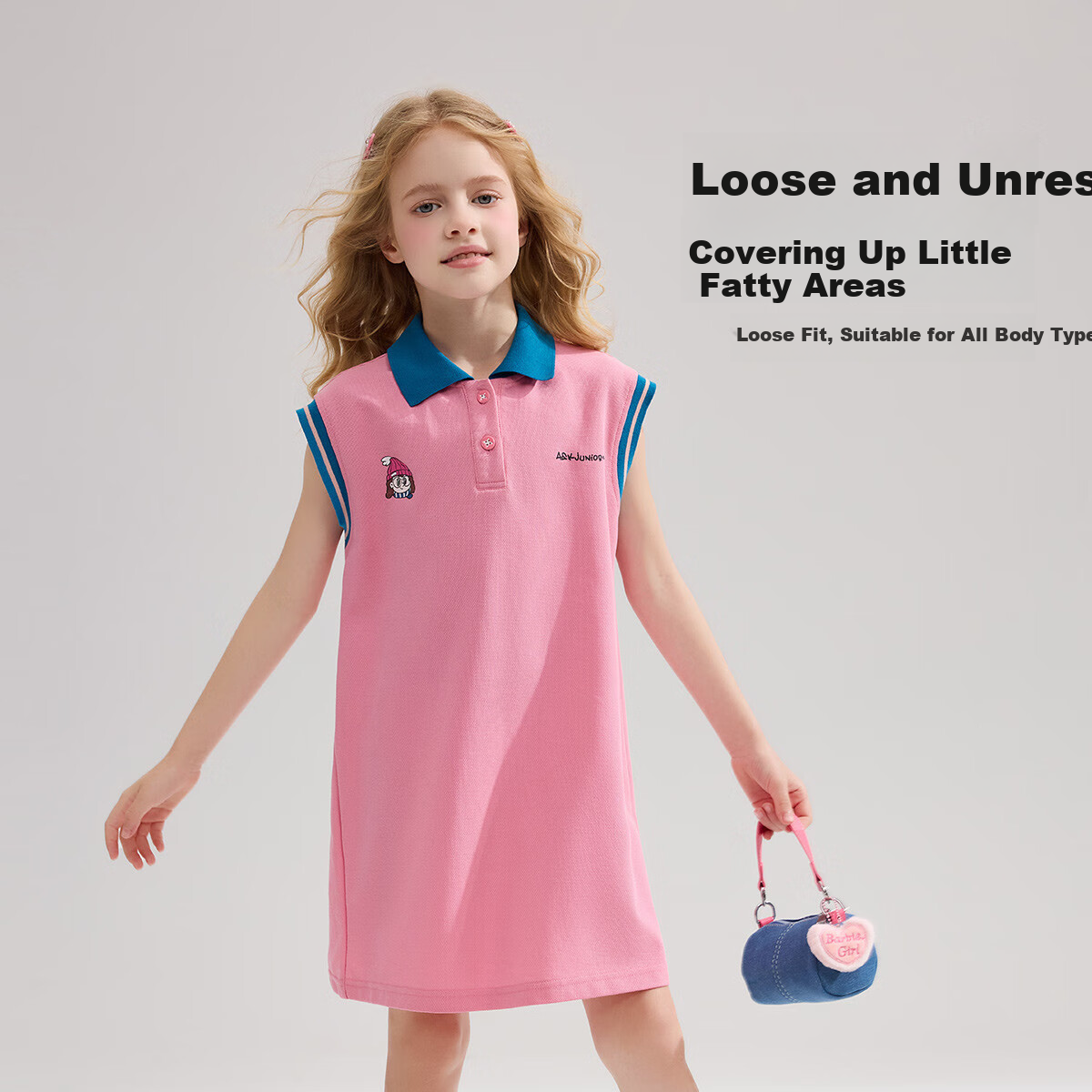 ASK JUNIOR Children's Summer Dress, Sleeveless POLO Collar Dress, T-Shirt Dress for Girls 5