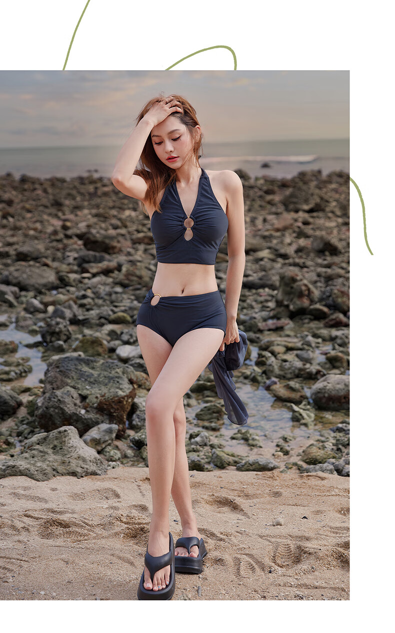 DK Women's New High-End Sexy Two-Piece Long Skirt High-Waisted Bikini Hot Spring Resort Three-Piece Swimsuit Set 4