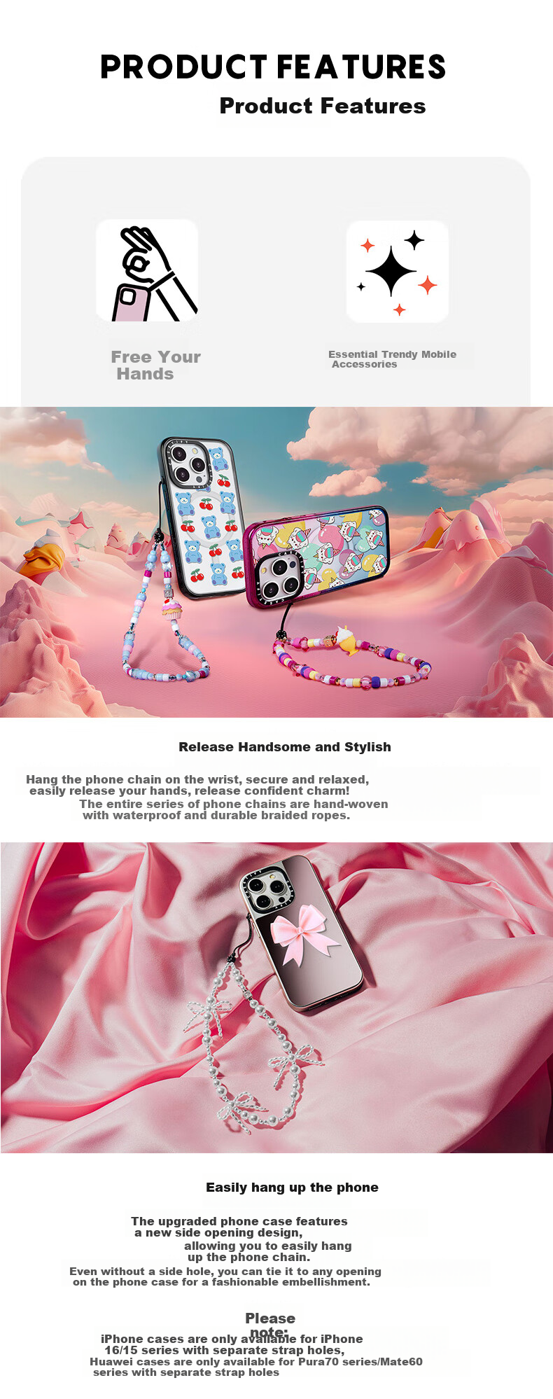 CASETIFY [New Release] Cherry Blossom Story Phone Lanyard Compatible with All IPhone Models Phone Accessory Strap Phone Chai 2