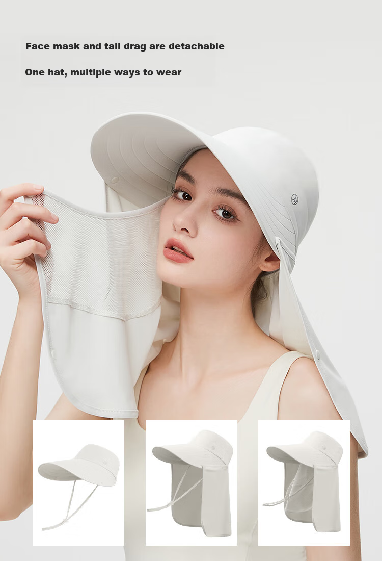 JIUMU Sun Protection Hat for Women, Sun Visor Cap, Sunhat, Open-Top Hat, Cool Hat, Summer Outdoor Face-Covering UV Protection Hat with Face Shield 9