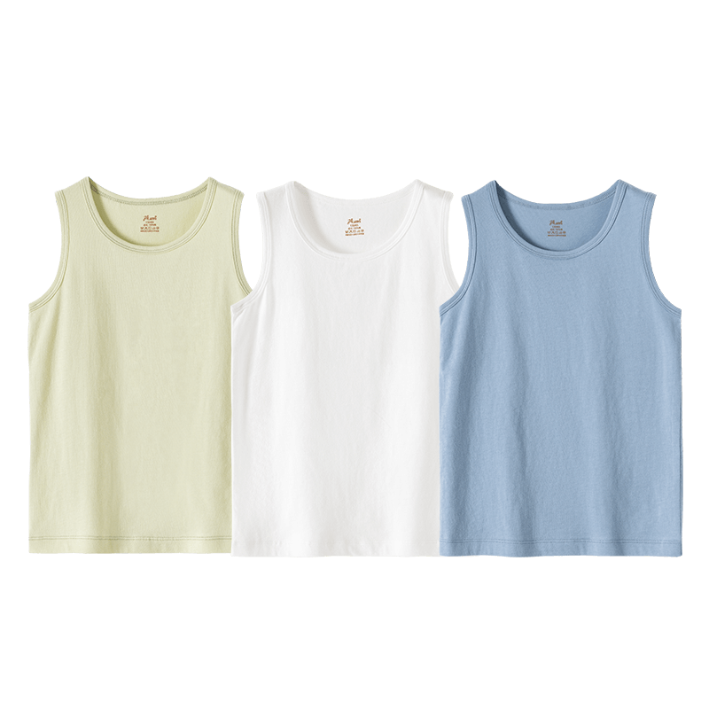 Dingguagua Boys' Breathable Pure Cotton A-Class Sleeveless Undershirt Tank Top Summer 3-Pack Style A Size 150