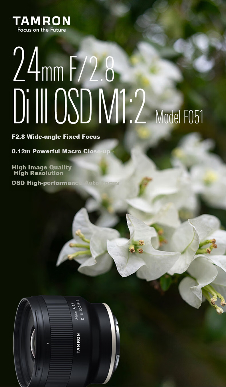 Tamron 24mm F/2.8 Di III OSD M1:2 Macro Wide-Angle Prime Lens for Landscapes And Architecture Street Photography Full-Frame Mirrorless Camera Lens (Sony Full-Frame E-Mount) Filter Kit 3