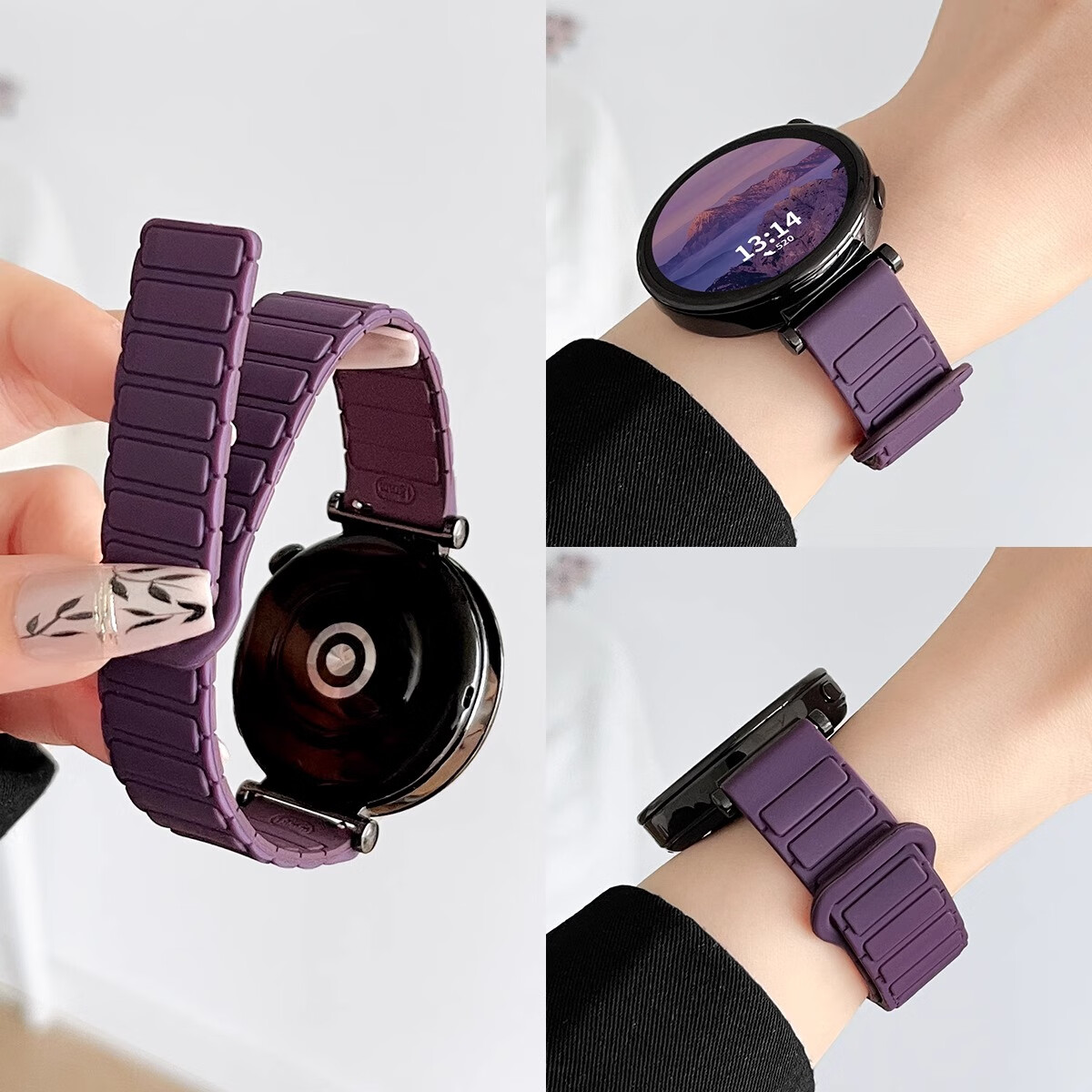 XUANDAI [Fair Skin Plum] Compatible with Huawei Watch GT5 Strap, Silicone GT6 Huawei Watch, GT4 Wristband, GT5 Pro Magnetic Watch5 Women's Universal Accessory