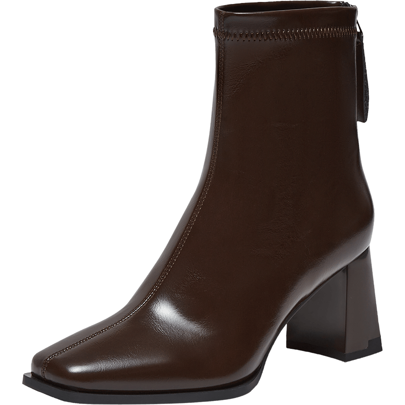 Basto 25 Winter Fashion Square Toe Chunky Heel Women's Mid Boots B2812DZ5 Brown Size 37