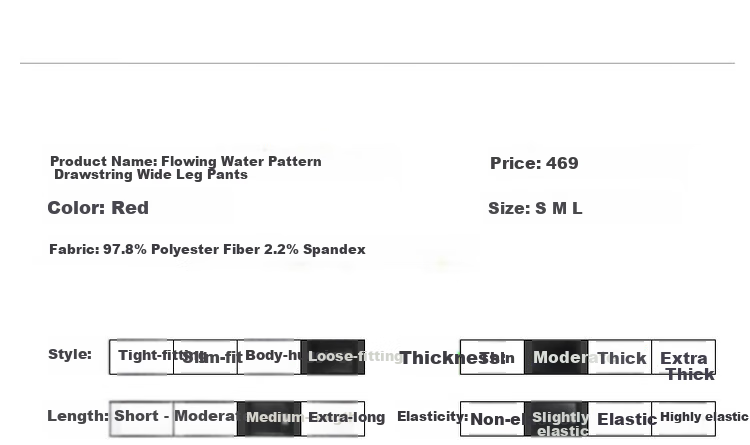 Dme [Flowing Water Pattern Drawstring Wide-Leg Pants], Mid-Rise Loose Slightly Elastic Long Trousers, Drawstring Women's Casual Pants 7
