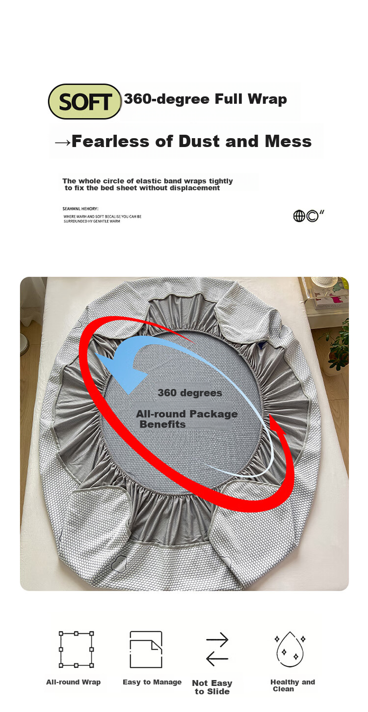 Wuyinliangpin Class A Cooling Ice Silk Duvet Cover Set of Three Pieces, Summer Home Pillowcase Duvet Cover, 150*200cm, Washable 4