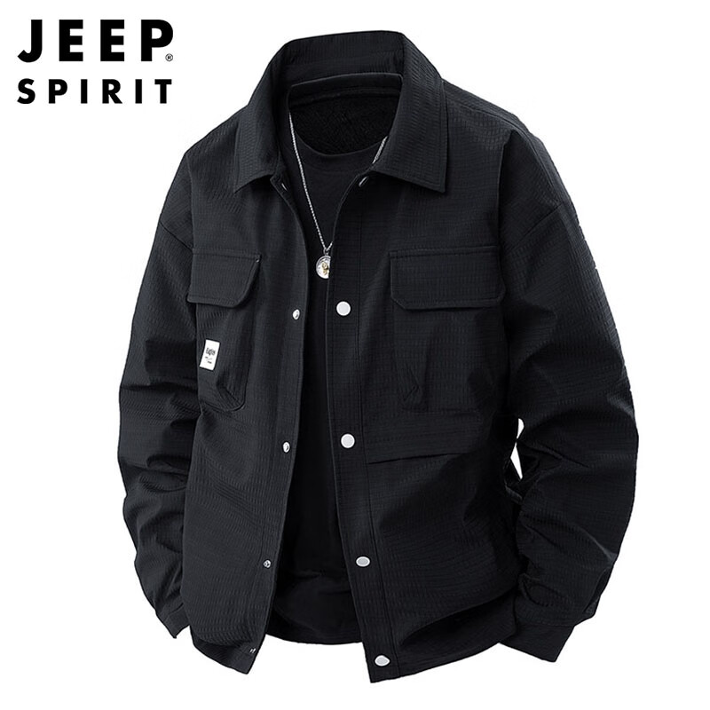 Мужская рабочая куртка JEEP SPIRIT, осень-зима, с отложным воротником, повседневная куртка цвета хаки, размер XL