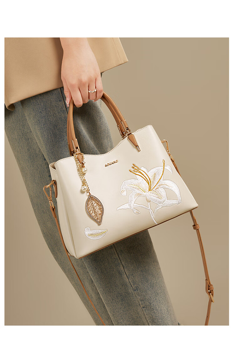 Aokang Women's Handbag, Trendy Chinese-Style Embroidered Tote Bag, Light Luxury Crossbody Shoulder Bag, Birthday And Mother's Day Gift for Mom Or Wife 3