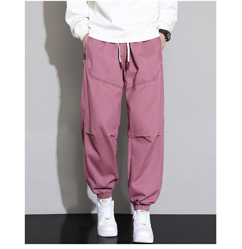 Top Youth Pure Cotton Men's Pants Autumn Winter Washed Jogger Cargo Pants Plus Size Loose Casual Trousers Black L 8