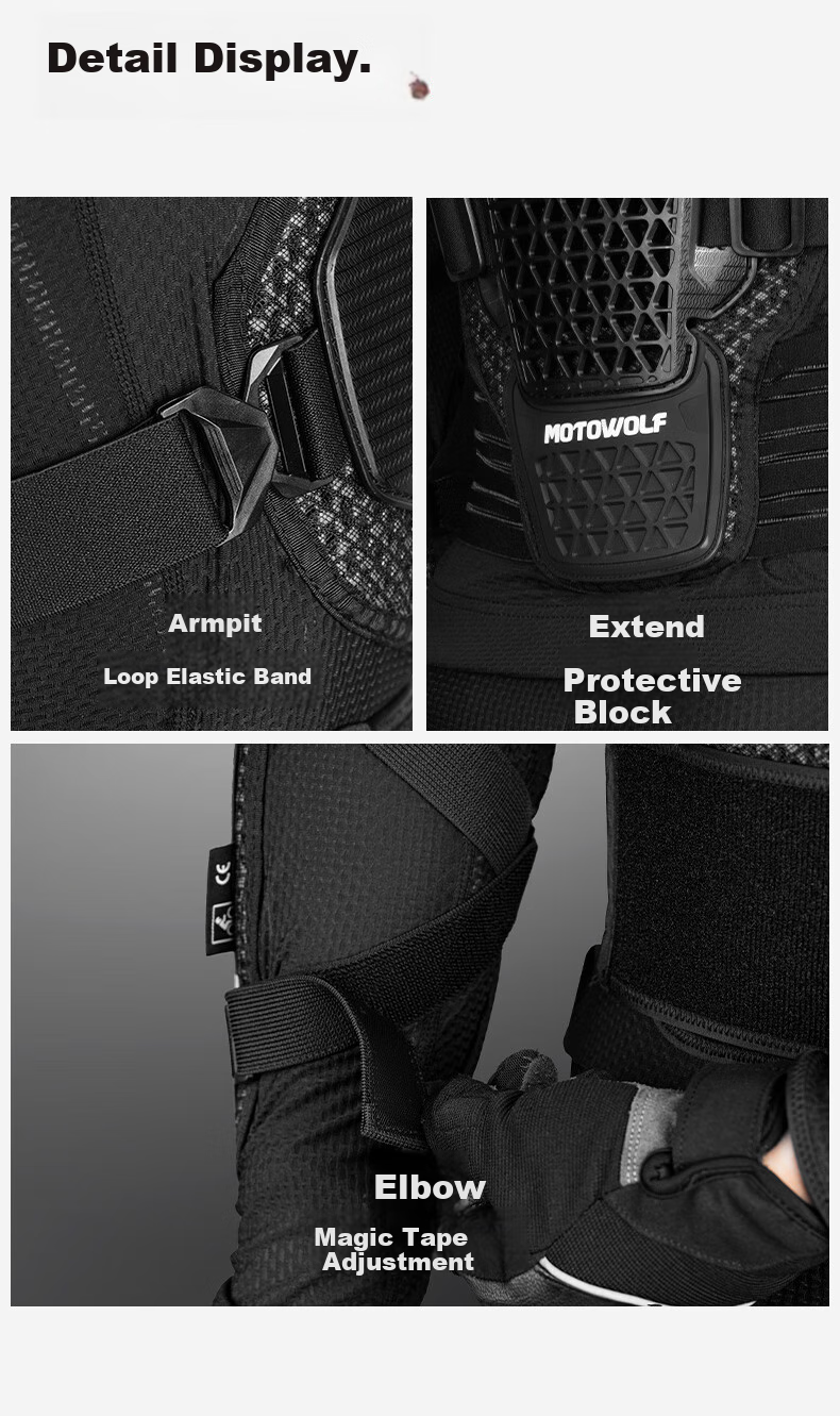 MOTOWOLF Motorcycle Anti-Fall And Anti-Collision Armor Set, Off-Road Motorcycle Riding Armor, Chest And Back Protection, Complete Protective Gear Equipment 16