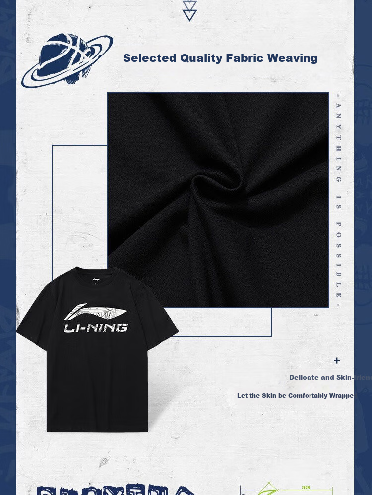 LI-NING Men's Short Sleeve T-Shirt Summer Skin-Friendly Comfortable Breathable Crew Neck Casual Fashion Loose Sports Top 5