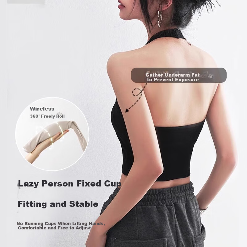 LangSha Halter Neck Camisole for Women, Spring/summer 2026 New Style, Inner Wear with Chest Pads, Beautiful Back Bra, One-Piece Underwear Top