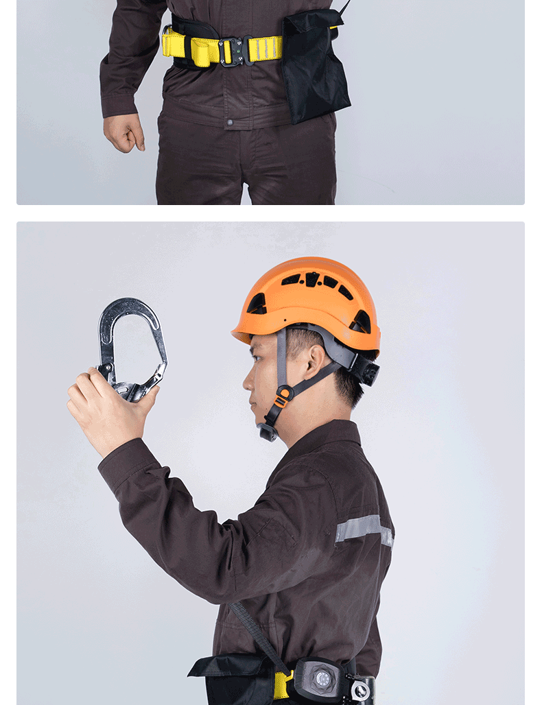 Kanler Quick-Adjust Single Waist Safety Belt Fall Protection Harness Set with Quick-Adjust Belt + 1.8m O-Shaped Hook 2