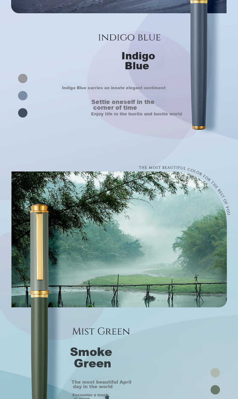 MONTAGUT [Best-Selling Product] Fountain Pen, Morandi Contrasting Color Iridium Fountain Pen Gift, Signature Ink Pen Gift Box, Saisan Series Cobalt Black 0.38mm 5