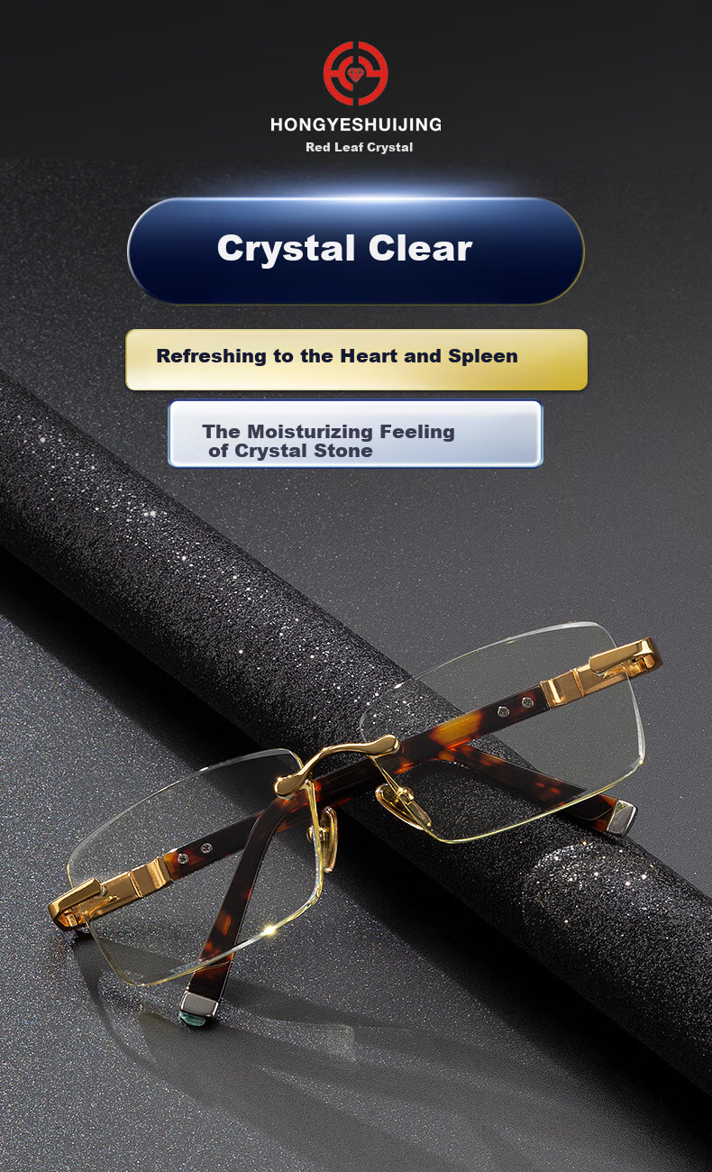 HONGYE Bamboo Leaf Crystal Sunglasses for Men, High-Definition Crystal Stone Glasses, Youthful Appearance, High-Quality Sunglasses, Authentic Product 6