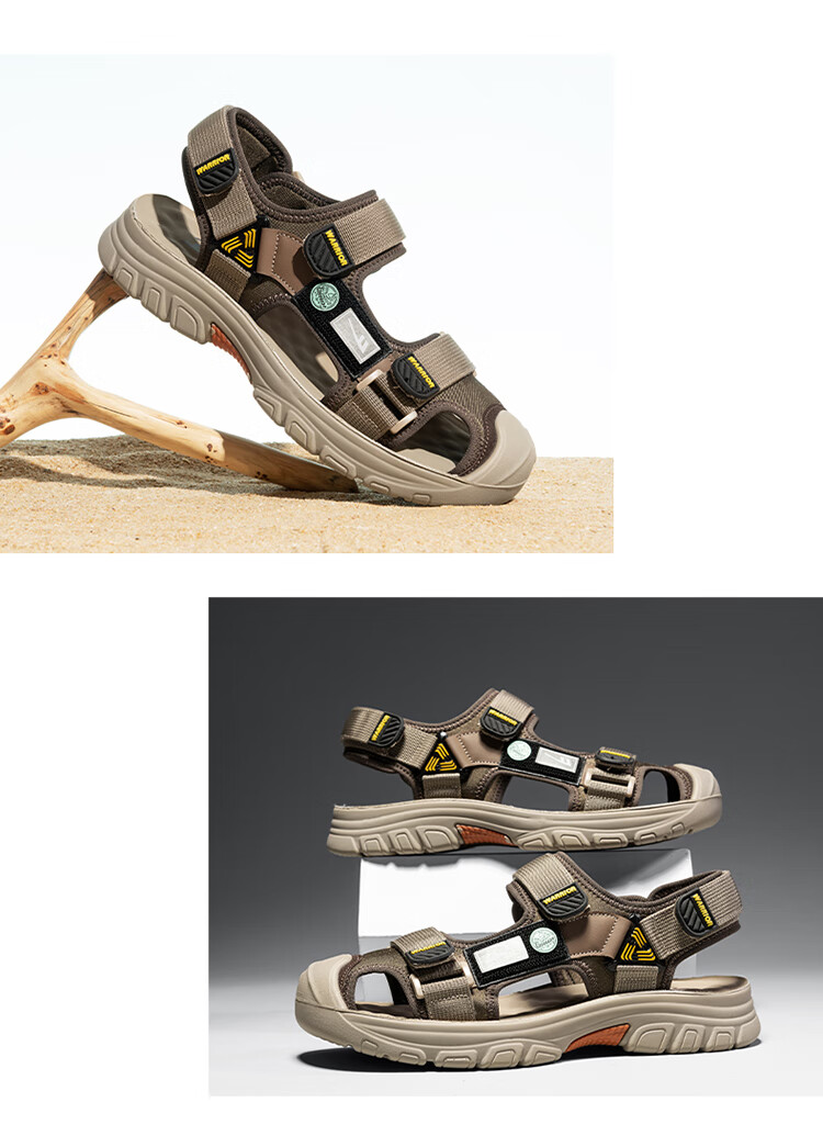 Warrior Men's Summer Sandals Driving Work Outdoor Casual Sports Water Hiking Beach Shoes Khaki/Brown Size 44 12