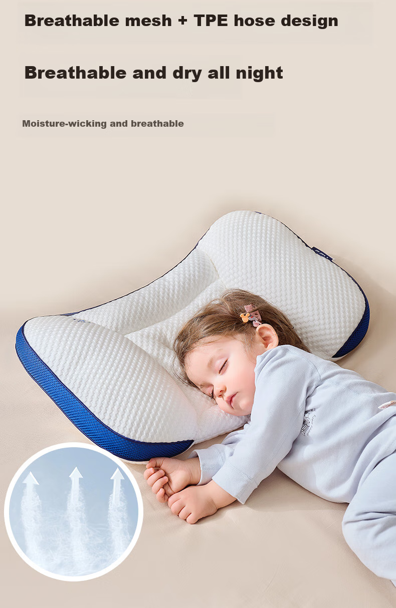 COBOBABY Children's Herbal Pillow with Neck Support, for Ages 1-3, Summer Comfortable Breathable Baby Pillow, Ventilated All Seasons 12