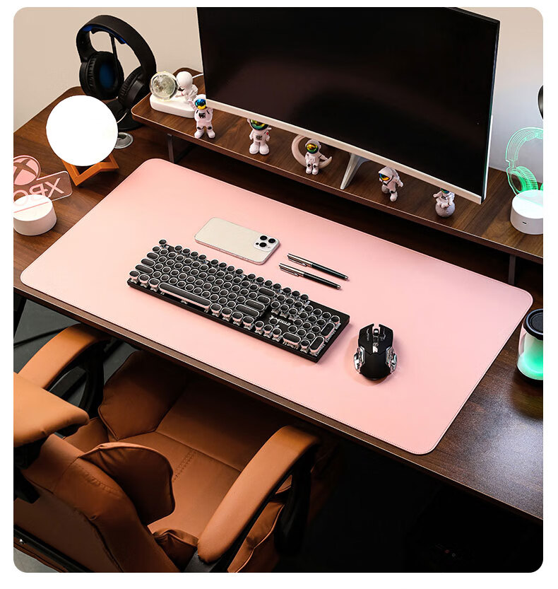 Juyingfeng Extra Large Mouse Pad, Leather Waterproof Mouse Pad, Laptop Office Extra Large Double-Sided Desk Pad, Natural Wood Texture with Lock Edge, Wear-Resistant, 90*45cm, Brow 4