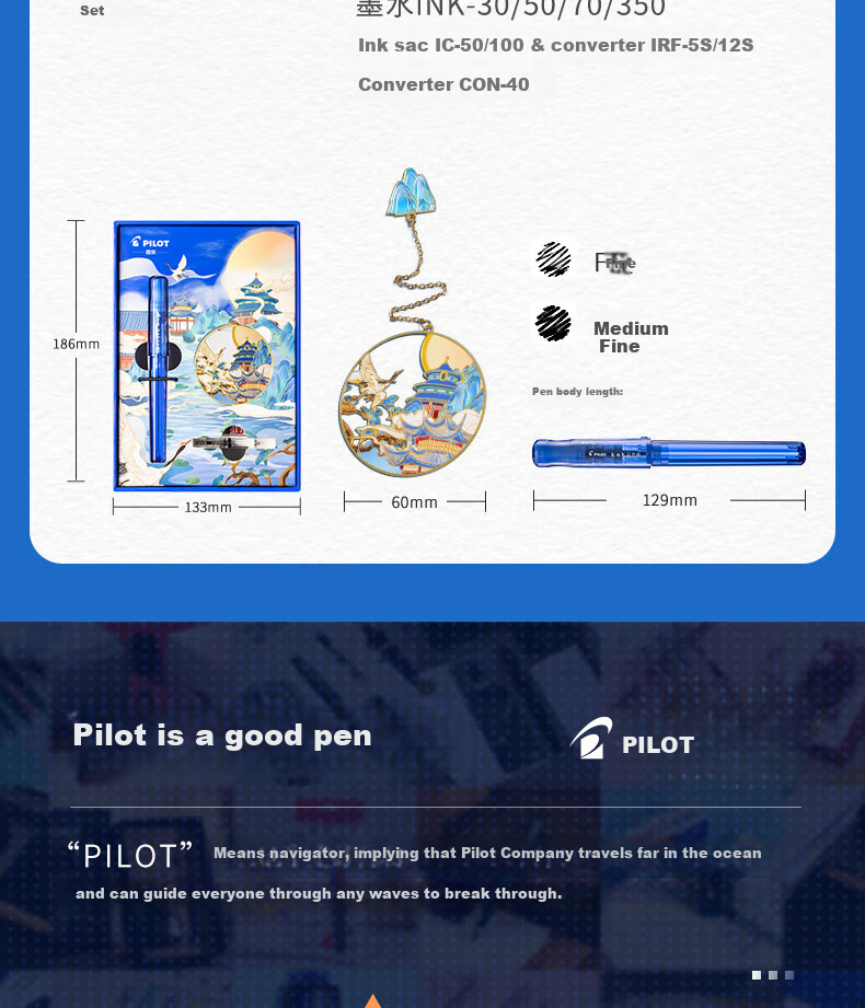 PILOT Kakuno Smiley Fountain Pen, Elementary School Student Children's Handwriting Practice Fountain Pen, Calligraphy Pen, Signature Pen, Stationery Set Gift Box, CA.FKA1SR M Nib, Glass Blue 1