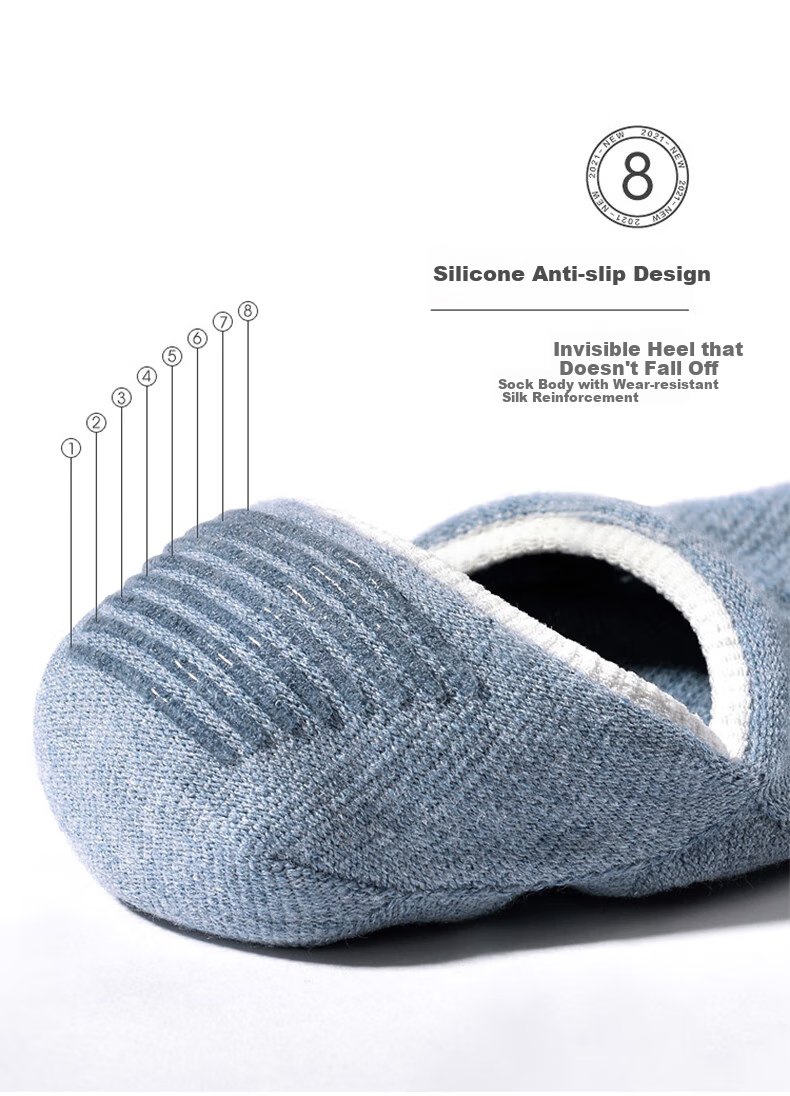 LangSha Men's Invisible Socks, Pure Cotton Men's Socks, Sweat-Absorbing Breathable Cotton Socks, Thin Full Cotton Short Socks, Men's Boat Socks, 6 Pairs 9