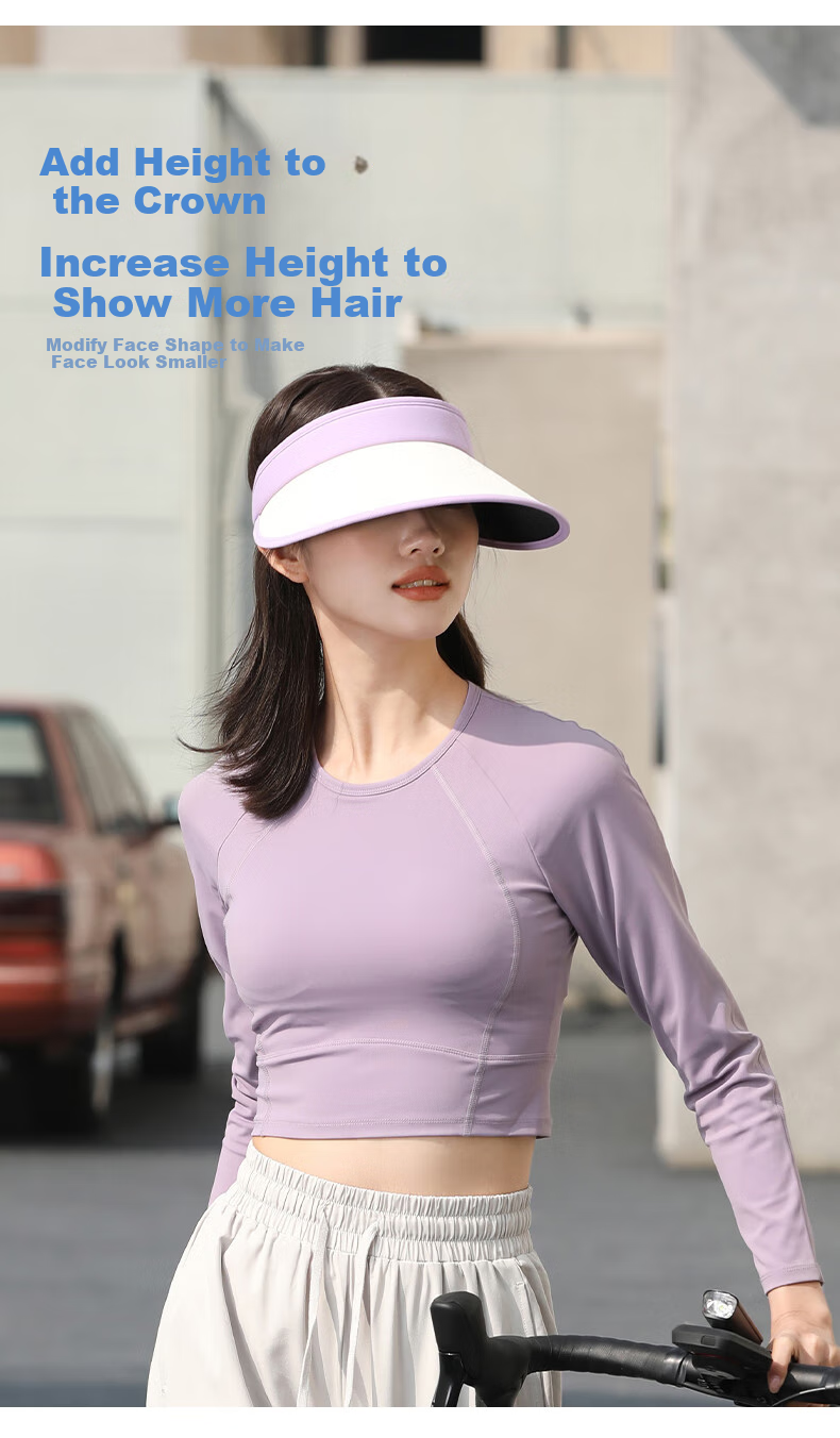 CACUSS Women's Summer Sun Protection Hat Large Brim Open Top Outdoor Sun Hat Headband Style Purple 4