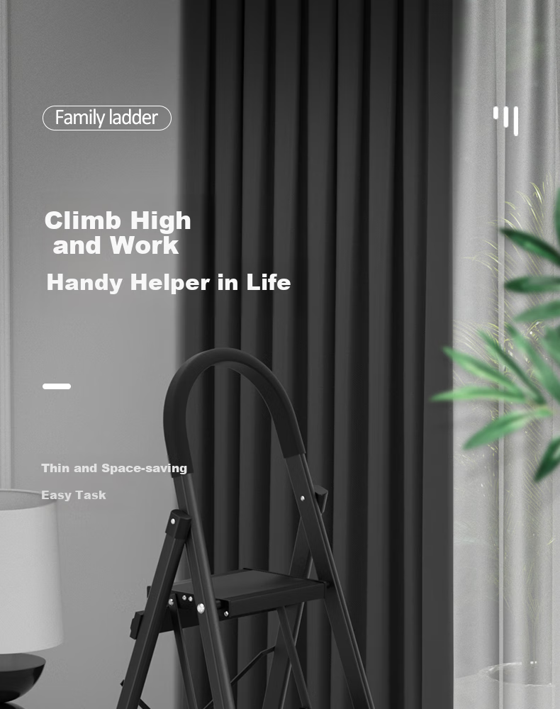 Midoli Aluminum Alloy Folding Ladder, Household A-Frame Ladder with Non-Slip Steps, Engineering Aluminum Ladder [Thickened Four-Step Ladder] 1