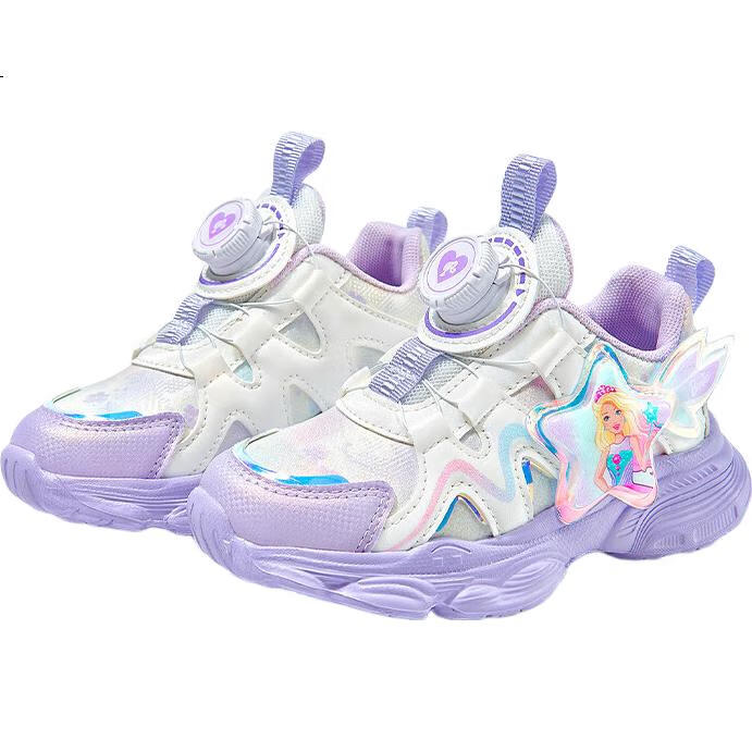 Barbie Girls' Spring And Autumn Single-Lining Princess Style Sneakers with Rotary Buckle for Running Shoes DA6703 Light Purple Size 28
