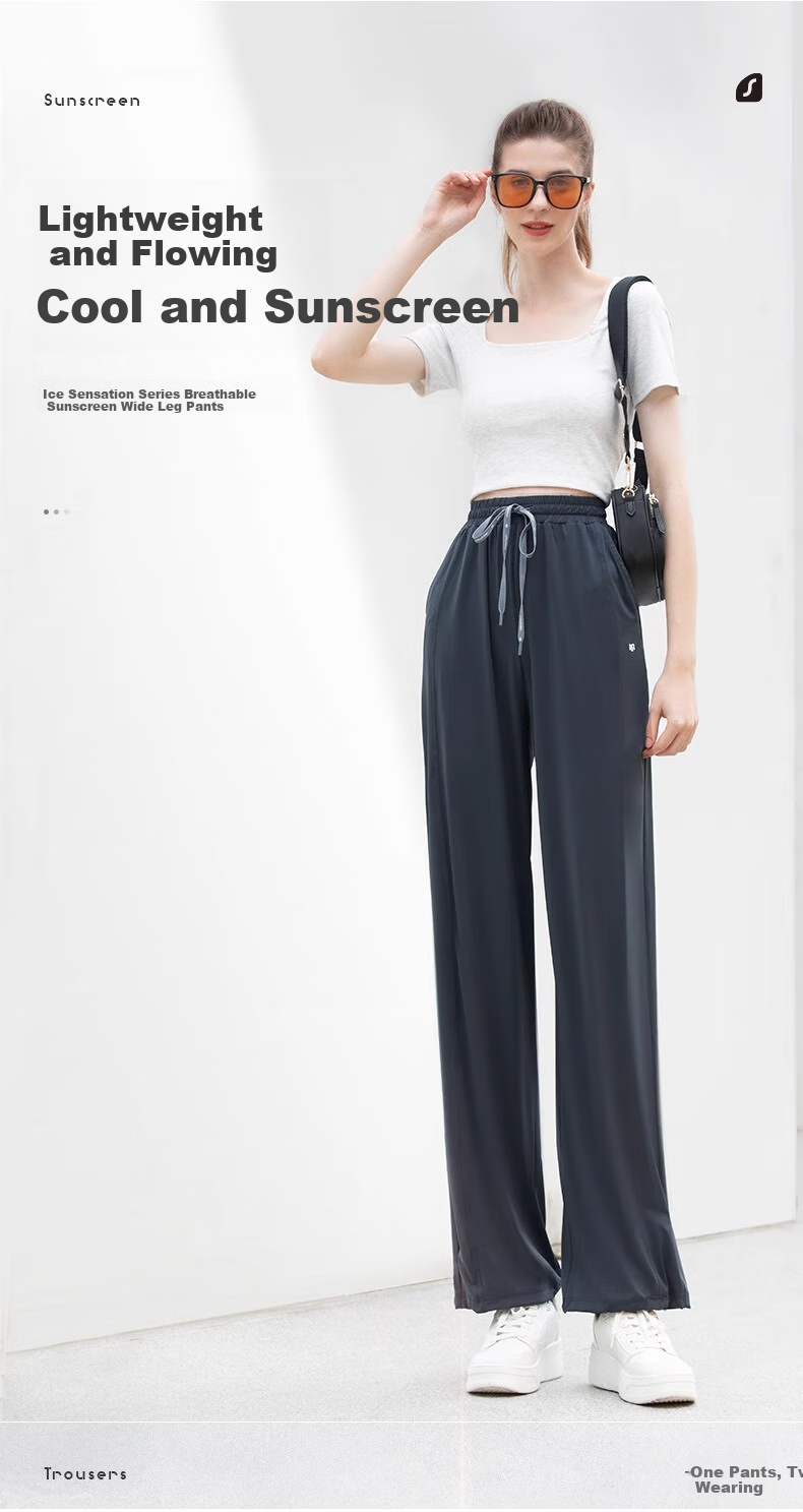 Moxun Women's Cooling Sunscreen Casual Pants Summer Cool Wide-Leg Straight Slim Trousers Convertible 3