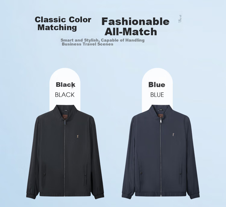 TRIES Men's Jacket Stand Collar Light Business Fashion Spring And Autumn New LOGO Embroidery Solid Color Lightweight Outerwear 6