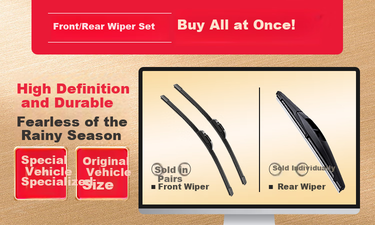 Aolin Front Windshield Rear Windshield Boneless Wiper Blade/wiper/wiper Strip, FAW-Volkswagen Tayron Front And Rear Wiper Set, Original Factory Equipment Size Rubber Strip 2